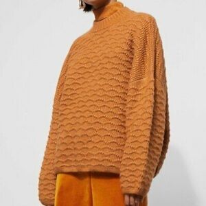 Weekday Gogo Sweater Mustard Yellow Oversized Thick Knit Sweater Women’s Size XS